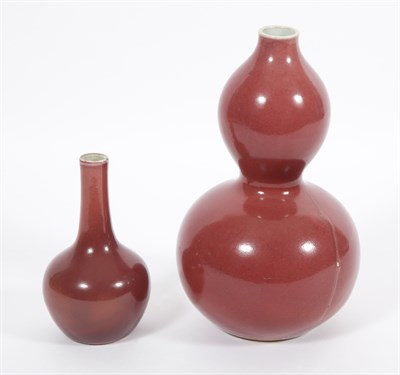 Lot 404 - Chinese Red Glazed Porcelain Double Gourd Vase;...