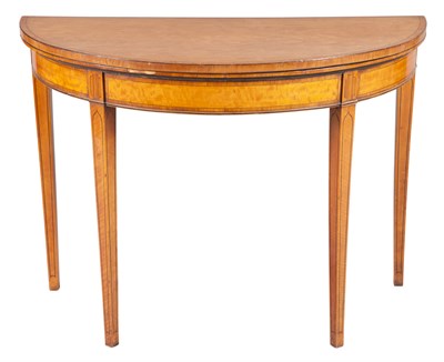 Lot 475 - George III Style Inlaid Satinwood Demilune...