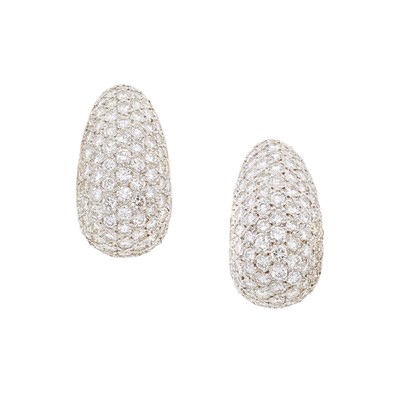 Lot 29 - Pair of Two-Color Gold and Diamond Earrings