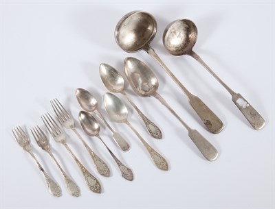 Lot 420 - Group of Russian Silver Flatware and Serving...