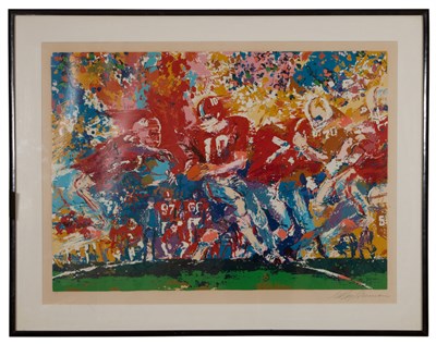 Lot 137 - LeRoy Neiman ALABAMA HANDOFF Color screenprint,...