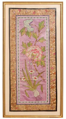 Lot 464 - Framed Kosu Panel Depicting Blossoming Peonies...