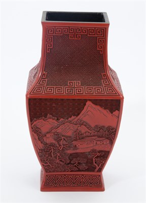 Lot 352 - Chinese Carved Red Lacquered Vase Height 11...