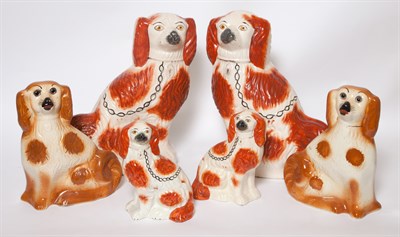 Lot 443 - Group of Seven Pairs of Staffordshire Seated...