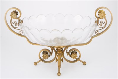 Lot 309 - French Style Brass and Cut Glass Oval Footed...