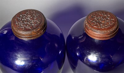 Lot 124 - Pair of Chinese Blue Glass Vases 19th Century...