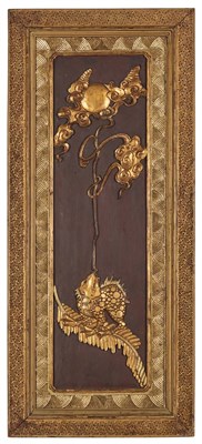 Lot 123 - Chinese Giltwood Panel of a Three-Legged Toad...