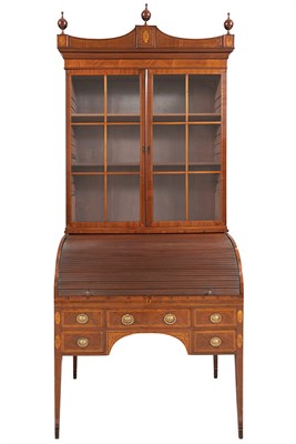 Lot 258 - Federal Inlaid Mahogany Secretary Bookcase...