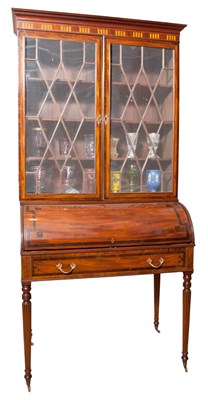 Lot 296 - Regency Style Inlaid Mahogany Secretary Height...