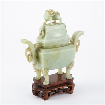 Lot 194 - Chinese Celadon Jade Covered Censer 19th...