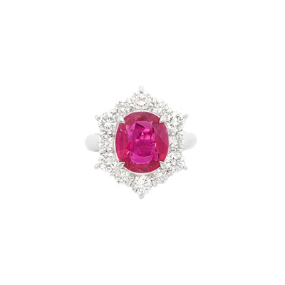Lot 355 - Platinum, Ruby and Diamond Ring