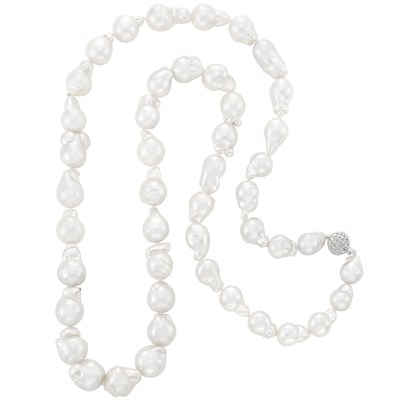 Lot 134 - Long Baroque South Sea Cultured Pearl Necklace