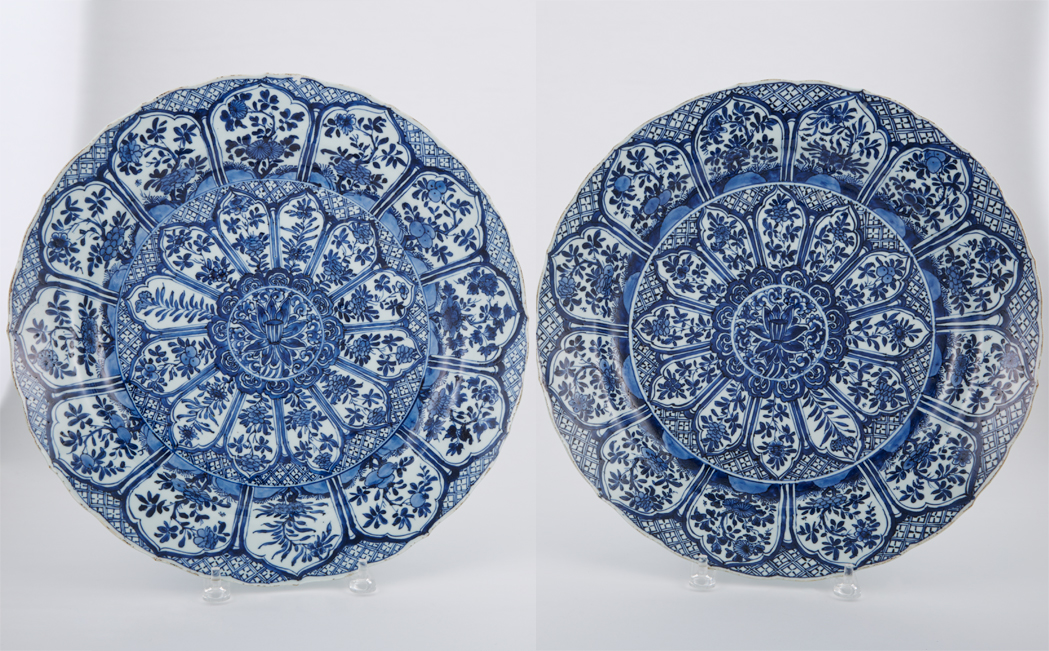 Lot 225 - Pair of Chinese Export Porcelain Blue and...
