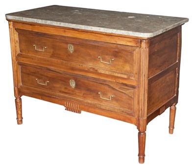 Lot 301 - Louis XVI Style Walnut Marble Top Commode 19th...