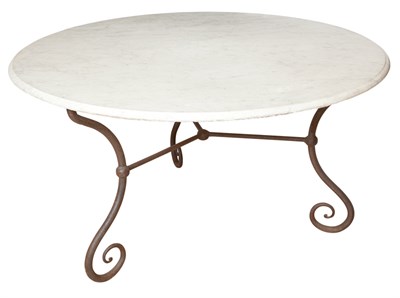Lot 316 - French Iron Marble Top Dining Table Height 31...