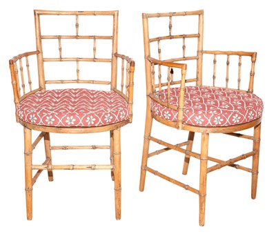 Lot 306 - Pair of English Bamboo Open Armchairs...