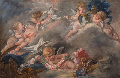 Lot 74 - Follower of Francois Boucher Amorini at Play...