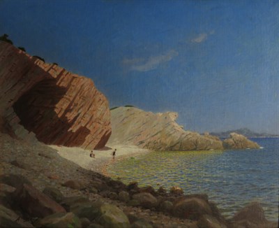 Lot 14 - Alexandre Brun French, b. 1854 La Petite Plage...