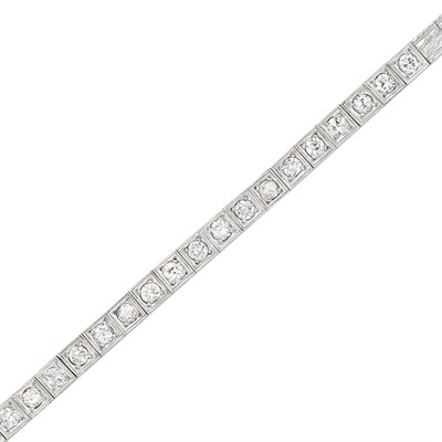 Lot 194 - Platinum and Diamond Straightline Bracelet