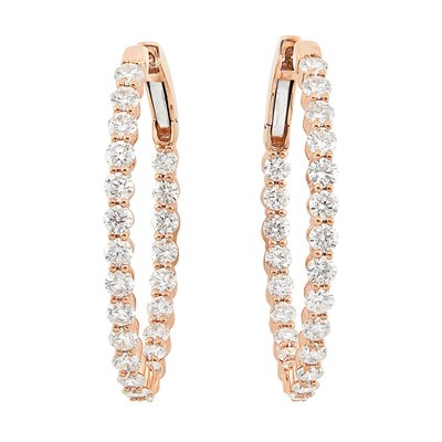 Lot 202 - Pair of Rose Gold and Diamond Hoop Earrings