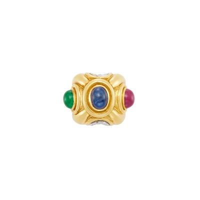 Lot 602 - Gold, Cabochon Gem-Set and Diamond Bombé Ring