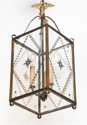 Lot 368 - Georgian Style Etched Glass Lantern Height 21...