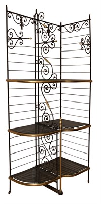 Lot 173 - French Iron and Brass Corner Baker's Rack...