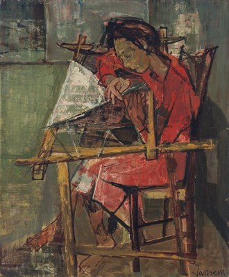 Lot 77 - Jean Jansem French, b. 1920 Woman at a Loom...