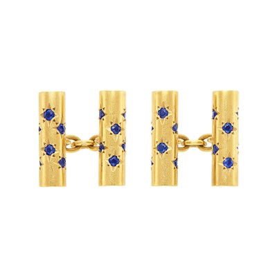 Lot 16 - Pair of Gold and Sapphire Cufflinks, Van Cleef & Arpels, France