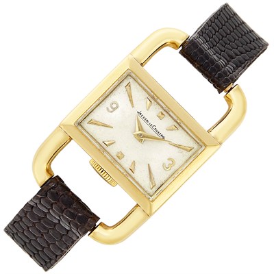 Lot 3 - Gold 'Etrier' Driver Wristwatch, Jaeger LeCoultre, Hermès, France