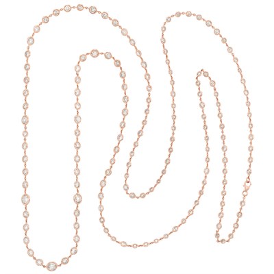 Lot 76 - Long Rose Gold and Diamond Chain Necklace