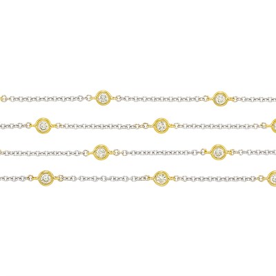 Lot 179 - Long Two-Color Gold and Yellow Diamond Chain Necklace