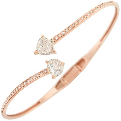 Lot 75 - Rose Gold and Diamond Bypass Bangle Bracelet