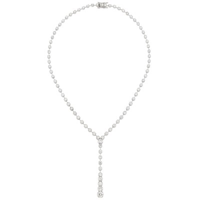 Lot 358 - White Gold and Diamond Pendant-Necklace