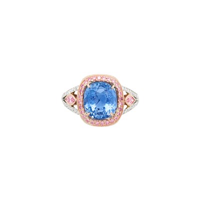 Lot 247 - Platinum, Rose Gold, Sapphire, Pink Diamond and Diamond Ring, Beaudry
