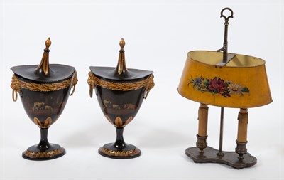 Lot 229 - Group of Five Toleware Articles Length of...