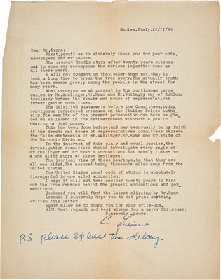 Lot 305 - LUCIANO, CHARLES "LUCKY" (born LUCIANA,...