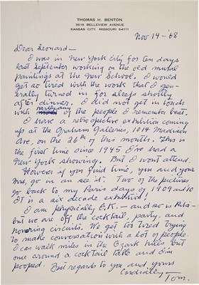 Lot 304 - BENTON, THOMAS HART Eight autograph letters to...