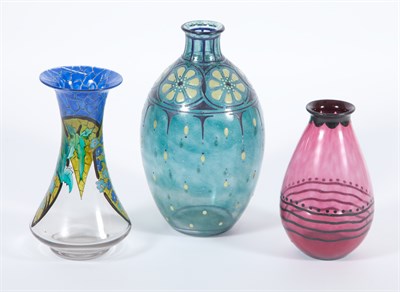 Lot 346 - Two Marcel Goupy Art Deco Enameled Glass Vases...