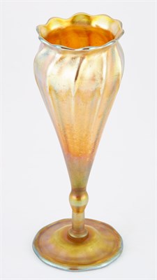Lot 272 - Tiffany Gold Ribbed Favrile Glass Floriform...