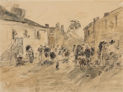 Lot 11 - Eugene Boudin French, 1824-1898 Village Breton...