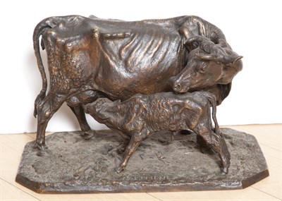 Lot 322 - Bronze Group of a Cow and Her Nursing Calf...