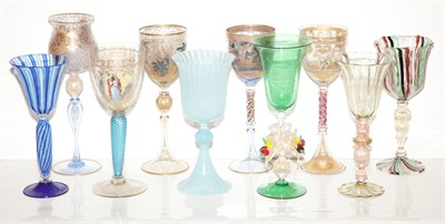 Lot 393 - Group of Ten Italian Glass Goblets Height of...