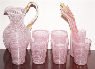 Lot 529 - Italian Pink Glass Drinks Service Height of...