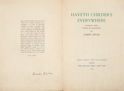 Lot 374 - JOYCE, JAMES Haveth Childers Everywhere....