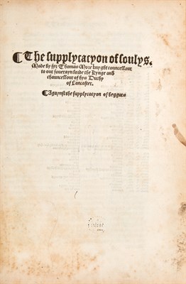 Lot 311 - MORE, THOMAS, Sir, Saint The supplycacyon of...
