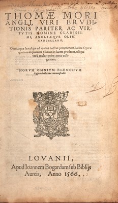 Lot 314 - MORE, THOMAS, Sir, Saint Thomae Mori...Omnia,...