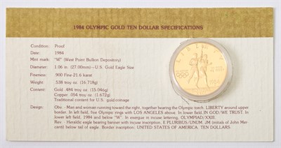 Lot 1197 - United States 1984 $10 Olympic Gold Coins...