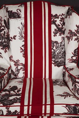 Lot 579 - Georgian Style Upholstered Walnut Wing Chair...