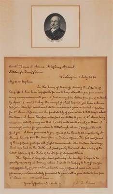 Lot 142 - ADAMS, JOHN QUINCY Autograph letter signed to...